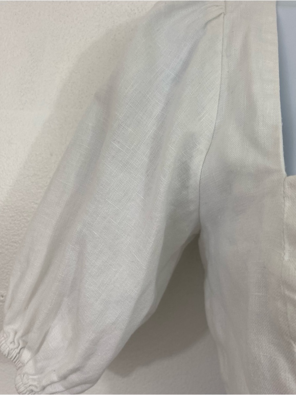 Reformation Yucca Crop Top White Linen Puff Sleeve Square Neck Smocked Sz 0 - Picture 4 of 11